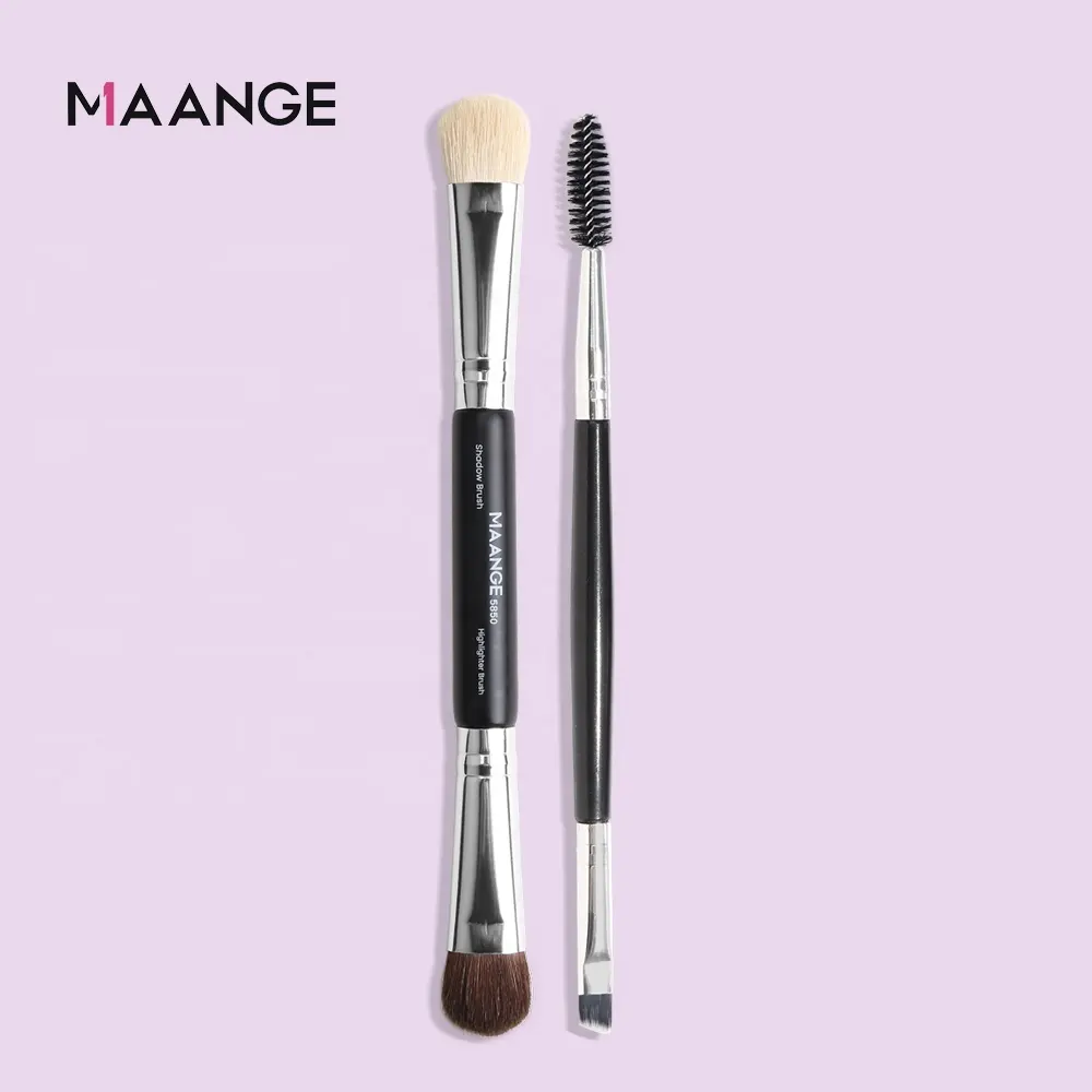 MAANGE wholesale price 2 pcs eyeshadow brushes double ended custom logo delicate makeup brush set