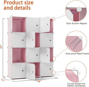 Factory Wholesale Household Simple Assemble Child Plastic Cube <b>Wardrobe</b> Baby Foldable Storage Cabinet Kids Almirah <b>Wardrobes</b> - Product Image 3