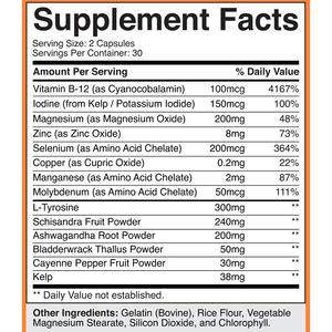 Complément alimentaire en capsules certifié GMP HALAL, marque privée OEM, complexe à 14 ingrédients pour le métabolisme énergétique, l'équilibre thyroïdien <span class=keywords><strong>et</strong></span> la santé - Product Image 3