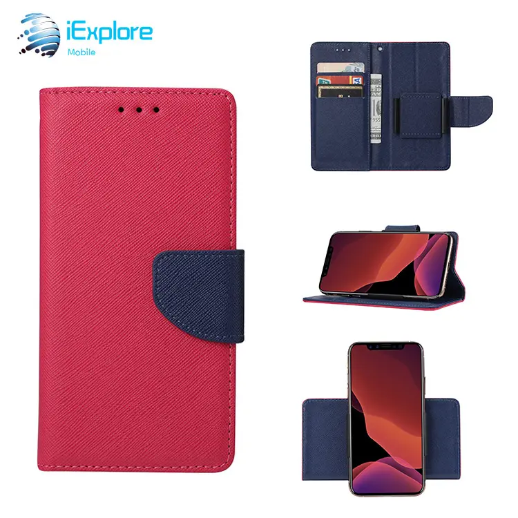iExplore custom design 360 rotated clip PU leather universal flip cover wallet phone case for iPhone 13 Pro Max Samsung S22