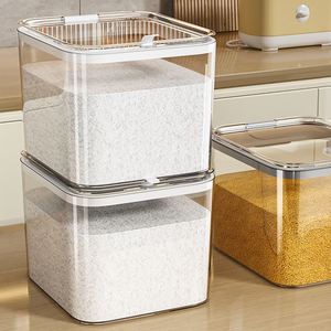 Récipient de stockage en PET transparent de grande capacité, distributeur hermétique de riz, seau organisateur de grains - Product Image 2