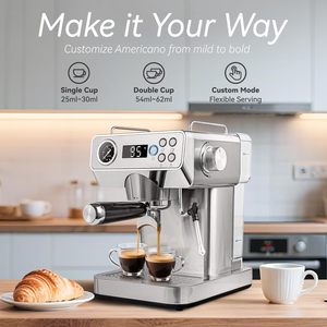 Máquina de Café Espresso Semiautomática Personalizada de Fábrica, Máquina de Café Italiana de Acero Inoxidable para el Hogar - Product Image 2