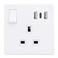 Leishen 13A UKCA Listed 2 USB-A UK British Socket Switched Multi Power Outlet BS Standard Electrical Single Switched Wall Outlet