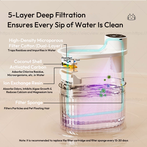 Fontaine à eau sans fil pour animaux Elecpet 3L avec 120 °   Fontaine à eau pour animaux de compagnie avec réservoir transparent, batterie 3600 mAh et radar de détection OEM - Product Image 5