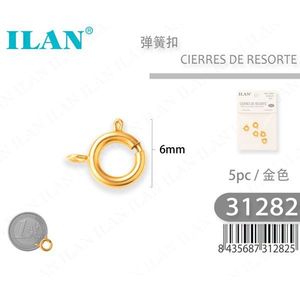 Chiusure a molla Ilan da 6 mm placcate in oro per la creazione di gioielli, 5 pezzi - Product Image 1