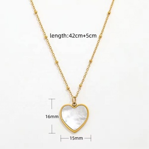 เครื่องประดับสั่งทำ ชุบทอง 18K ไม่ลอก ไม่ดำ กันน้ำ จี้รูปหัวใจมุกเปลือกหอย สร้อยคอสแตนเลส ขายส่ง - Product Image 5