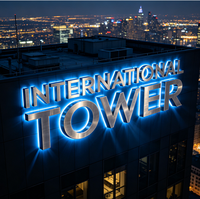 Enseigne lumineuse 3D LED personnalisée pour toit, en aluminium, étanche, autoportante, pour signalisation directionnelle de parc, tour, communauté, ou enseigne nocturne