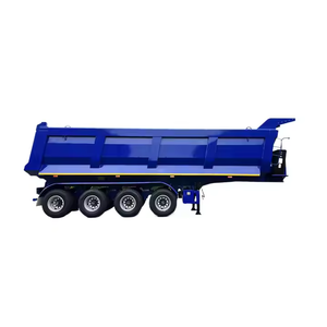 Semi-remorque benne arrière en acier robuste en forme de U à quatre essieux, capacité 50 tonnes pour le transport - Product Image 5