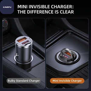 อะแดปเตอร์โทรศัพท์ในรถยนต์แบบซ่อนพอร์ตคู่ USB Type C กำลังไฟ 30W PD ชาร์จเร็ว พร้อมห่วงดึง สำหรับ 16 เครื่อง - Product Image 3