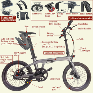 <span class=keywords><strong>Vélo</strong></span> <span class=keywords><strong>électrique</strong></span> pliant en Fiber de carbone <span class=keywords><strong>le</strong></span> <span class=keywords><strong>plus</strong></span> <span class=keywords><strong>léger</strong></span> ANLOCHI 20 pouces 36V250W à entraînement par courroie <span class=keywords><strong>vélo</strong></span> de ville <span class=keywords><strong>électrique</strong></span> à vitesse unique pour femmes - Product Image 3