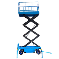 Nouvelle plateforme élévatrice mobile hydraulique à ciseaux avec câble de sécurité, garde-corps, stabilisateurs, poignée de poussée et roues en caoutchouc pour un déplacement facile