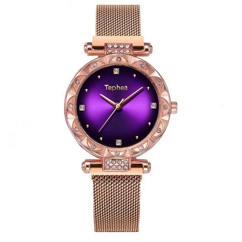 WJ-9379 Tik Tok Hot Style Spot Wholesale Lady's Star Alloy Quartz Watches Magnetic Suction Buckle Women's Leather Wristwatch