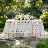 Nappe en coton et lin à imprimé cœurs romantiques, couverture de table multicolore pour mariage en plein air, décoration de table de restaurant