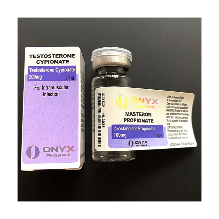 Flesje Etiket En Doos 89-Op Maat Gemaakte Onyx Pharma Papieren Dozen Voor Testosterona Cyp Medicine Verpakking 10Ml Doos