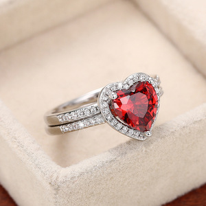 แหวนรูปหัวใจประดับเพชรซิคอน เงินแท้ 925 แบบฝังเพชร แหวนเพชรสำหรับผู้หญิง - Product Image 6