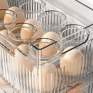 Caja de almacenamiento de huevos creativa transparente de tres capas de 30 rejillas, soporte para refrigerador, organizador de plástico, contenedor de pollo para cocina, bandejas para huevos