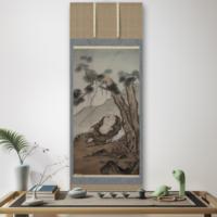 Peinture murale Zen Bouddha Rieur 100 % peinte à la main, Art mural traditionnel chinois sur soie, Peinture sur rouleau suspendu, Tailles personnalisables pour la maison