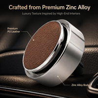 Diffuseur de parfum de luxe pour voiture en alliage de zinc avec clip de ventilation et cuir PU pour l'intérieur de la voiture