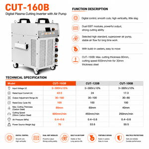 Inverter de découpe plasma numérique avec pompe à air CUT-160B CUT-120B CUT-100B 380V Cycle de service 100% Découpe maximale 80mm d'acier - Product Image 5