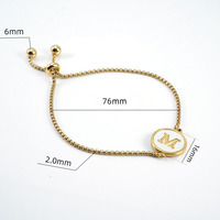 Bracelet QIUHAN plaqué or 18 carats avec 26 lettres, fermoir coulissant réglable, chaîne à maillons, cadeau pour la fête des mères, bracelet avec lettres de A à Z