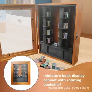 Qingyue Wooden Mini <b>Bookcase</b> <b>Walnut</b> Color Acrylic Transparent Desktop Decoration Countertop Standing Rectangle - Product Image 5