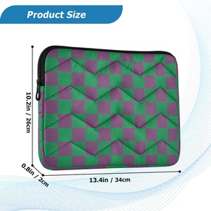 New Arrival Custom Green and Purple Checked Plain Print <b>Computer</b> Messenger Laptop <b>Accessories</b> Grid Protective Case Laptop Sleeve - Product Image 3