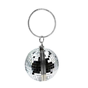Bolso de mano con logotipo personalizado al por mayor, bolso de noche esférico con espejo plateado para fiestas y festivales de los años 70, venta al por mayor - Product Image 4