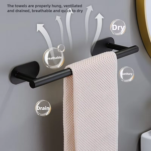 Powder Coated SUS 304 <b>Bathroom</b> <b>Accessories</b> Set Luxury Matte Black Towel Rack 40cm Wall Mounted Robe Hooks for Hotel Project - Product Image 6
