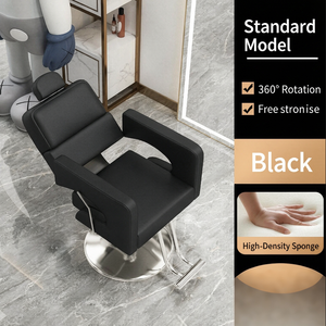 Modern Simple Barber <b>Chair</b> with Reclining Backrest, Hydraulic <b>Lift</b> & Swivel, PU Leather Salon Styling <b>Chair</b> - Product Image 2