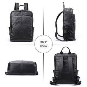 Wholesale Custom Genuine <b>Leather</b> Unisex Waterproof Zipper <b>Large</b> Capacity <b>Backpack</b> USB Business Casual Laptop Use Outdoor Travel - Product Image 5