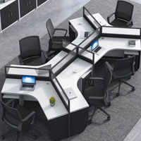 Bureau de travail moderne flexible à 120 degrés, cubicle personnalisé, table de bureau pour le personnel, pour hôpital/école, 8 personnes