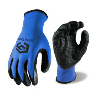 Guantes de Trabajo Recubiertos de Látex Natural Baratos CY, Guantes de Seguridad Industriales de Poliéster 13G para Trabajos de Construcción EN388, Guantes Resistentes