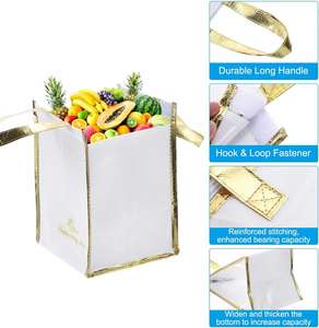 Sac isotherme pour courses, livraison de restaurant, sac thermique pour transporter des gâteaux, sac isotherme imperméable, or avec poignée - Product Image 4