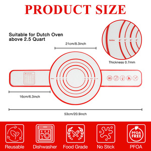 Easy Transfer Sourdough Bread <b>Silicone</b> Bread Sling Dutch Oven Liners Reusable <b>Baking</b> Mat Long Handles Free Samples Oven Safe - Product Image 2