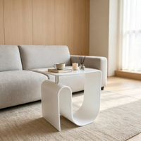 Table d'appoint minimaliste moderne en acrylique transparente en forme de U pour salon, chambre, balcon, décoration intérieure
