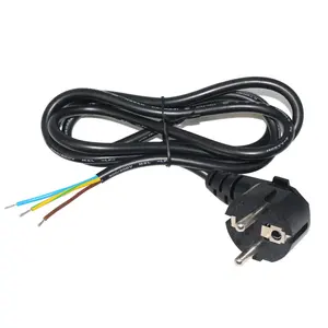 Germany Moulded Plug Eu 3 Prongs pigtail end strain reliefopen machine monitor Replacement Wire Ac power cord