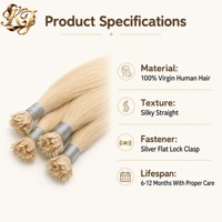 Extensions de cheveux vierges européennes Remy à double trame, cuticules alignées, pointes micro-anneaux plates et en éventail, toutes couleurs