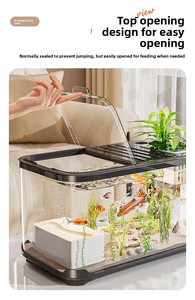 Acquario in Acrilico Trasparente Durevole, Piccolo Ecosistema per <span class=keywords><strong>Pesci</strong></span> e Tartarughe, per Decorazione Domestica, Esposizione su Balcone e Cura degli Animali Domestici - Product Image 5