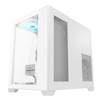 Grosir Casing komputer Gaming PC kubus Aluminium RGB menara menengah Micro ATX Panel kaca putih Casing PC Gamer kabinet dengan ATX PSU