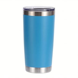 Gobelet isotherme de 20 oz en acier inoxydable à double paroi, revêtement poudré, pour café en voiture, avec paille - Product Image 5