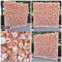 Panneau floral artificiel de roses blanches de haute qualité en gros, toile de fond 8ft x 8ft, mur de fleurs pour décoration d'événements et de mariages