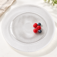Assiettes en verre transparent côtelé, 2 tailles, pour dîner et dessert, avec logo personnalisé, vente en gros, directement de l'usine