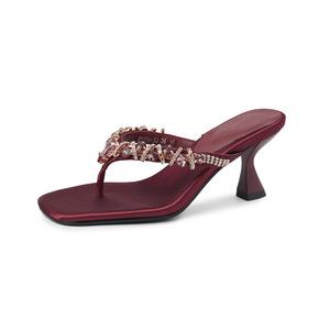 Sandalias de tacón de aguja con diamantes de imitación esmeralda 2026 para mujer, con punta cuadrada, tacón alto, chanclas para exteriores, tallas grandes hasta la UE42 - Product Image 6