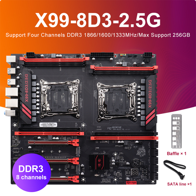 JGINYUE X99-8D3/2.5G Motherboard Supports Desktop ECC Server Memory LGA2011-3 Socket for Desktop Memory Capacity 256G RAM