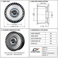 Jantes forgées de précision CF 24 26 28 pouces 6x139.7 PCD compatibles avec les SUV de luxe américains Escalade V-Series ODM