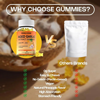 Gummies d'extrait d'ail vieilli naturel sans sucre pour adultes, 7500 mg, OEM ODM, améliorent l'équilibre immunitaire et favorisent le bien-être général