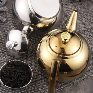 Théière en acier inoxydable doré 1L 1,5L 2L avec couvercle pour servir le thé, origine Chaozhou - Product Image 2