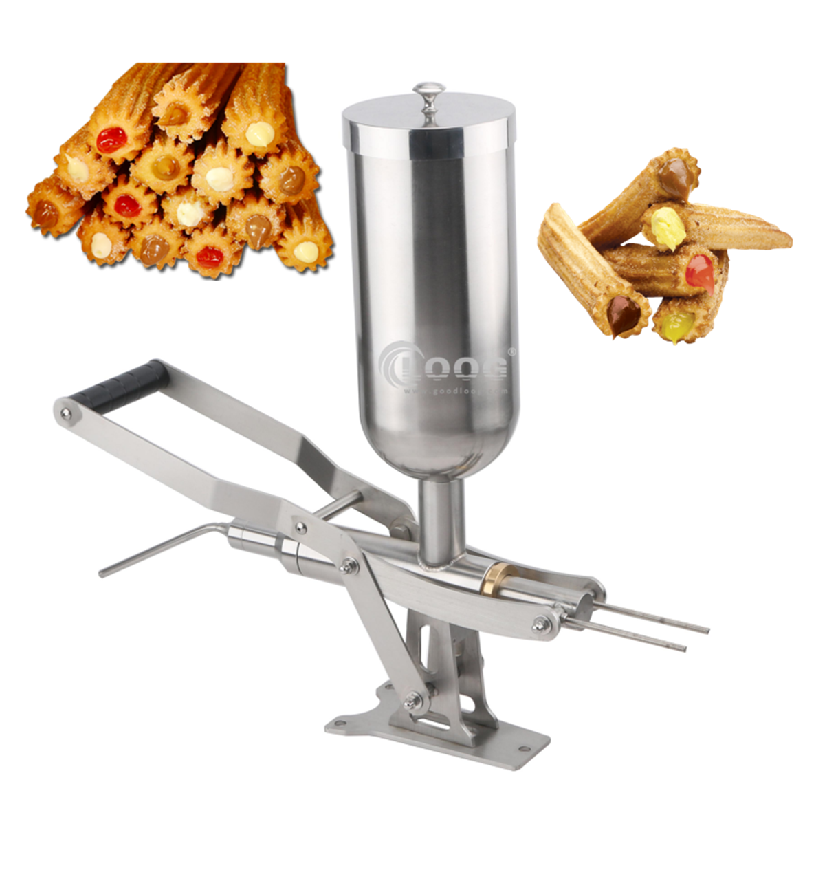 Machine manuelle à churros 5 litres en acier inoxydable 4 buses Pas de