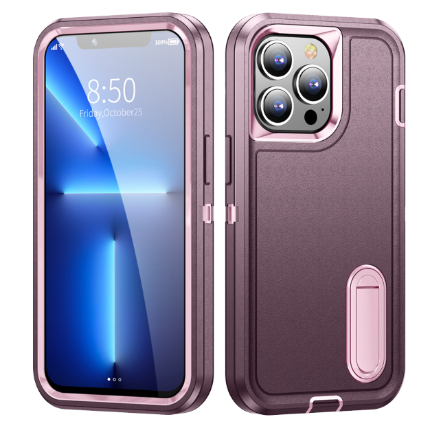 Heavy Duty Defender Armor Anti-Shock Rugged Phone Case Back Cover for iPhone 16 Pro Max Sports Design Stand Customizable Logo