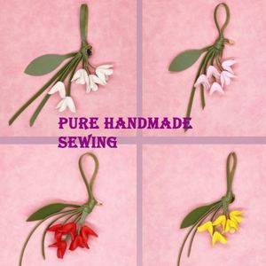 Beautiful PU Flower Bag Charm Portable Leather Tulip Flower <b>Key</b> Chain <b>Hanger</b> Flower Pu Leather Pendant for Women Gifts - Product Image 2